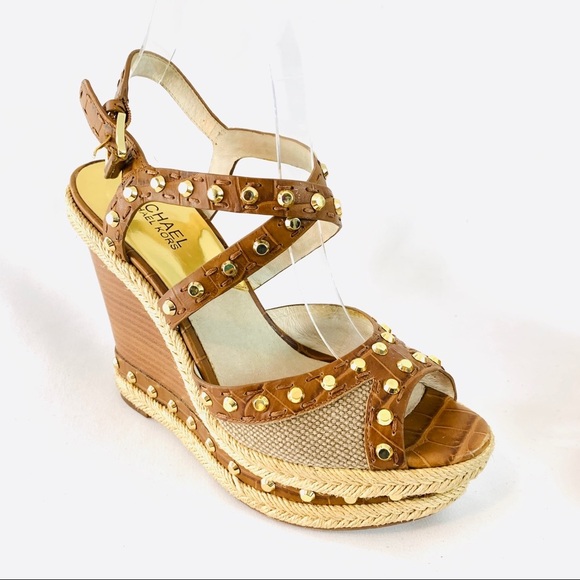 Michael Kors Jade hemp studded wedge sandals 8 M - Picture 2 of 16